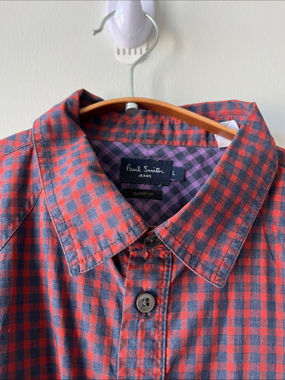 Paul Smith Red and Blue Checked Button-Down Shirt